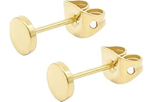 ARTSKIN Tytanowe kolczyki na sztyfcie, nie wywołujące alergii, dla kobiet, mężczyzn i dziewcząt, średnica krążka: 3 mm - 5 mm, kolory: różowe złoto, złote, srebrne, czarne, kształt: okrągłe, płaskie, dla