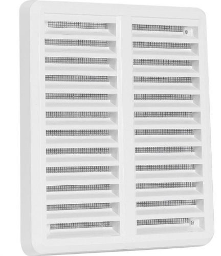 Lüftungsgitter – Abluftgitter aus ASA-Kunststoff mit Insektenschutz: 150 x 150 mm – weiß - 2