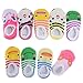 Pinksee Baby Infant Grils 5 Pairs Cotton Animal Stripes Anti Slip Booties Socks 0-18 months