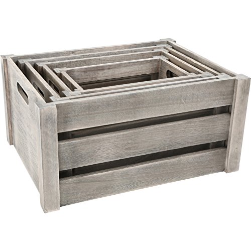 Holzkisten „Shabby Chic“ im 4er Set, als Deko- oder Transportmöglichkeit, schöner Shabby-Look durch das abgeschliffene Holz, universell einsetzbar - 2