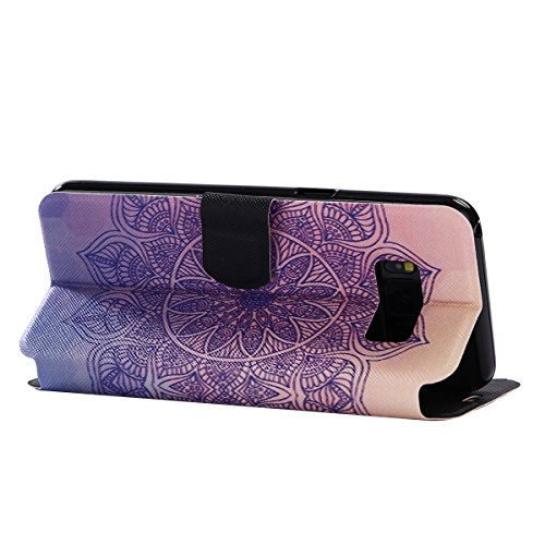 S8 Plus Hülle,Galaxy S8 Plus Hülle,Samsung S8 Plus Hülle,Samsung Galaxy S8 Plus Leder Wallet Tasche Brieftasche Schutzhülle,Cozy Hut Lederhülle Leder Tasche Case Cover für Samsung Galaxy S8 Plus Hülle PU Schutz Etui Schale 3D-Color-Mandala Muster Design Backcover Flip Cover Wallet Hardcase im Bookstyle mit Standfunktion Karteneinschub und Magnetverschluß Etui Flip Case für Samsung Galaxy S8 Plus – Datura - 3