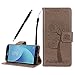 Produktbild Fraelc Lederhülle für Samsung Galaxy J3 (2017) DUOS - Premium PU Leder Wallet Case Handy Schutzhülle Kunstleder Handycover Klapphülle mit Kartenfach und Ständer für Samsung Galaxy J3 2017 (EU-Model) 5,0 Zoll im Eule Baum Design Backcover, Grau