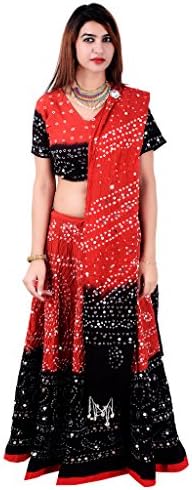 Bandhej Sequin Work Cotton Lehnga Choli Set