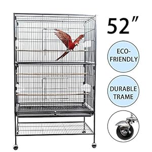 D4P Display4top Hierro Forjado Grande Negro Jaula para Pájaros Jaula de Aves para cacatúa, Loro, Canario, 131 x 52 x 79 cm