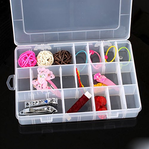 Soledi Kunststoff-Aufbewahrungsbox mit 24 Fächern, Schachtel für Perlen, Ohrringe, Schmuck-Organizer - 5