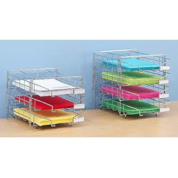 Stahldraht-Korb-Sortierablage - Wandmodell, einreihig, mit 8 Körben