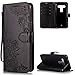 Produktbild Handyhülle für HTC U12 Plus Leder,HTC U12 Plus Hülle,FNBK Blumen Flip Wallet Stand Case Card Leder Tasche Karteneinschub Magnetverschluß Kratzfestes Schwarz Schutzhülle für HTC U12 Plus