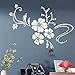 Fancy Decor(TM)Silver Multi-pieces Panels Large Flower Vine Closet Acrylic Decor DIY Mirror Surface Effect 3D Wall Stickers Home Decoration Decor Mural Decal adesivo de parede Removable