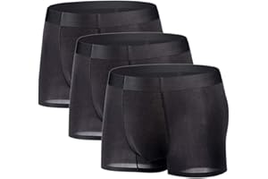 YUSHOW Majtki męskie, 3-pak, bielizna z lodowego jedwabiu, seksowne, miękkie i wygodne, bezszwowe, oddychające