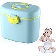 SNOWIE SOFT 300G Baby Formula Dispenser With Scoop And Leveller, Foodgrade Pp Double Layer Anti-Leak Milk Powder Dispenser Container, Baby Snack Storage Container For Bpa Free, Blue, 1 Count