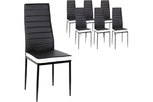 IZTOSS Set di 6 Sedie Cucina, Sedie Sala da Pranzo 6 pezzi Moderno, con Schienale Alto in Ecopelle (NeroBianco-6 pezzi)