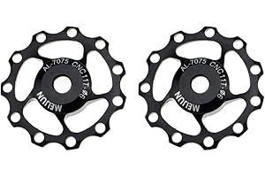 FOMTOR Lot de 2 Dérailleur arrière de vélo, 11T VTT Vélo de Route Dérailleur arrière Poulie Jockey Roulement de Roue Poulie de Roue Campagnolo (Aluminium, Noir)