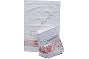 OM DOLCE CASA Strofinacci Canovacci Natale Set 6 Pezzi 100% Cotone Misura Cm 50x70 Tela Aida Ricamo Hobby Cucito Prodotto Italiano (Babbo Natale Sulla Slitta)