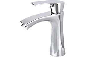 AiHom Robinet eau Froide Mitigeur Lavabo en Laiton Chromé Mousseur Démontable Robinetterie Salle de Bains Cartouche Céramique pour Lave Main WC ou, Sous-Sol