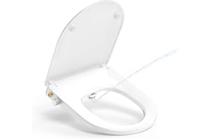 Tapa WC Universal con Bidet, YEAUPE PRO Tapa WC Asiento de Inodoro de Cierre Suave en Forma de D con Liberación Rápida para una Fácil Limpieza, No Eléctrico para Inodoro,Adaptador Doble Boquilla