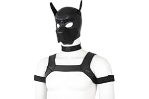 BaronHong Neoprene Dog Full Face Head Mask Kit,Novelty Costume Pup Hood Mask with Collar and Strap