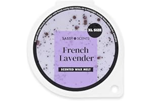 SASSY SCENTS Sassy Shop Wax - Scented Wax Melt, French Lavender - Organic Soy Blend Wax Melts - Luxurious, Long-Lasting Fragrances for Any Living Space - Vegan Friendly, XL Size 70g