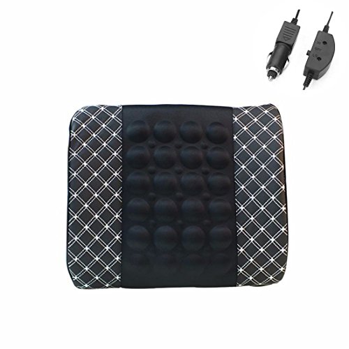 Zcar 12V Car Back Massager Electric Vibrating Massage Leather Cover - SUV Memory Foam Lumbar Support Auto Waist Cushion Back Rest Pad For Long Time Driving