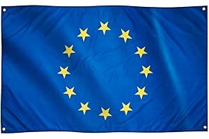 Runesol EU-Flagge, 91x152cm, 3ft x 5ft, Flagge der Europäischen Union, Europa-Flagge, 4 Ösen, Öse in jeder Ecke, Golf-Cup, Premium-Flaggen, innen, außen, lebendige Farben