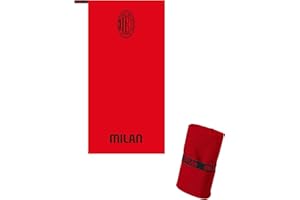 hermet Telo in Microfibra 80x160 cm AC Milan – Asciugamano Ufficiale Rossonero per Mare, Piscina, Palestra e Viaggio con Fascetta Elastica, Leggero e Asciugatura Rapida
