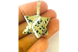 crystalmiracle Natural Dalmatian Jasper Merkaba Star Pendant 1 inch Crystal Accessory Gift Chakra Healing Energy Handcrafted