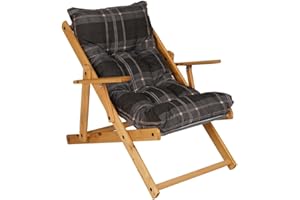 LIBEROSHOPPING Poltrona Pieghevole sdraio in legno Abete 3 Posizioni Cuscino tessuto Imbottito per soggiorno giardino made in italy - RELAX (Grigio pio)