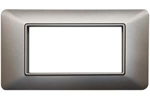 A2ZWORLD Placche Compatibile Con Vimar Plana, Placche Da 4 Moduli/Posti, Colore Titanio