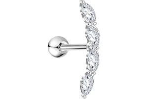 OUFER Piercing Oreille Cartilage Piercing Helix 16G en Acier Chirurgical 316Lavec Courbure Pavée de Zircone Cubique Brillante Piercing Tragus Boucles d’oreilles Femme Bijoux Piercing 6mm