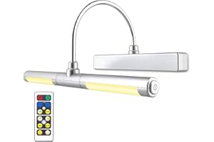 BIGLIGHT Picture Light with Remote Control,Wireless Battery Operated LED Wall Lights,13 Inches Rotatable Light Head with 3 Lighting Modes, Dimmable Display Picture Lights for Dartboard Pictures-Silver