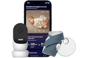 Owlet Dream Duo 2 - Baby Monitor Intelligente: Dream Sock e Owlet Cam 2 - Monitoraggio in tempo reale dei parametri vitali e visualizzazione video HD - Blue Avio