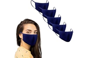 KUNSTIFY Stoffmaske farbig Mund-Nasen-Schutz Behelfsmasken 5 Stück waschbar wiederverwendbar schwarz Baumwolle Damen Herren Tröpchen Schutz Staub resistent gegen Speichel, zum Bügeln Staubschutzmaske