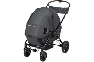 Bebeconfort Helios, Double Pram from Birth, 0-4 Years, 0-22kg, 2 Face-to-face Seats, Large All-Terrain Wheels, Compact Folding, Trolley on Wheels, Protective Canopy, Mineral Graphite