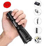 Linterna LED con rango de enfoque ajustable para diferentes usos de estiramiento para ajustar su enfoque, con zoom para usar en cualquier lugar, diseño resistente al agua y a prueba de resbalones, 5 modos de conmutación: estroboscopio medio alto bajo SOS.
