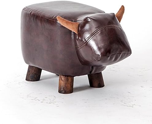 Wooden Stools Foot stools Chairs Small Bench Children'S Style Short Stool Cartoon Animal Pattern Modeling Home Creative Sofa Stool 1 Pack,Pu Brown