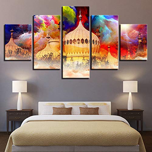 EXQART Mordern Toile Peinture 5 Pièces Art Affiche Mur Peinture À l'huile Aquarelle Classique Peinture Murale 40x60cmx2 40x80cmx2 40x100cm