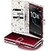 Produktbild Xperia XA1 Ultra Cover, Terrapin Handy Leder Brieftasche Case Hülle mit Standfunktion Kartenfächer für Sony Xperia XA1 Ultra Hülle Rot mit Blumen Interior
