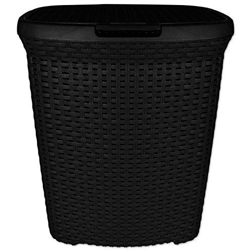 Wäschekorb- Wäschebox – Wäschetruhe Rattan aus Kunststoff schwarz - 2