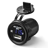 XCSOURCE® Cargador de coche USB + Voltímetro Pantalla LED azul Digital Batería de coche Monitor de voltaje de DC 12V-24V para los teléfonos móviles MA926