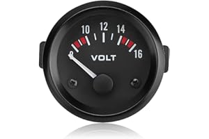Keenso Voltmètre de Voiture, Voltmètre Universel de Voiture 12V 52mm Jauge de Tension Ronde 8-16V BX100007 pour la Plupart des Voitures 12V