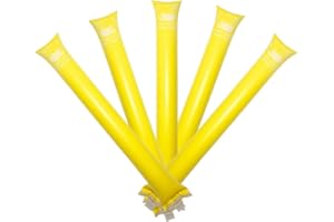 FUN FAN LINE - 5 Paires du bâtons gonflables compostables 100% écologiques. pour Les fêtes et Les événements Sportifs. Bioplastique Organique et respectueux de l'environnement (Jaune)