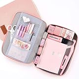 -Tamaño: 24*17*2.5cm; Shager- 1pcs Chicas Grande Estuches Algodón y Lino Lápiz Case Escolar Niña Carpeta Fundas Documento Caso Organizador A5 Portátil Cierre Calculadora Tarjeta Memorándum Nota Escritura 24*17*2.5cm