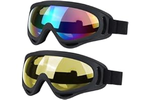 JTENG 2x Maschera da Sci con Protezione UV & Anti-Appannamento per Uomo e Donna - Occhialoni da Sci per Portatori di Occhiali, Snowboard & Motocross