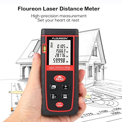 Floureon Laser-Entfernungsmesser 0.05 bis 60m (0.16 bis 197 ft ) Distanzmessgerät Hohe Präzision - 4