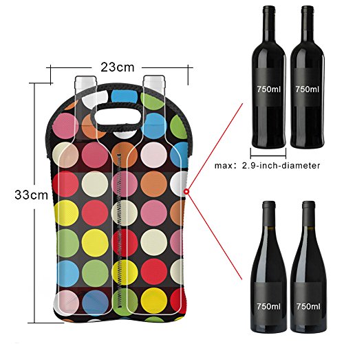 Zoresyn Weinflasche-Taschen aus Neopren Double-Flasche Champagne/Wasser / Bier-Tasche Wein Einkaufstasche Tragetasche - 2