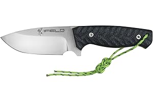 iFIELD Cuchillo de Supervivencia y Caza Workout EL29118, Hoja Böhler N690CO de 11,5 cm, con Funda de Piel Negra, Mango TRF, Herramienta de Camping para Pesca, Caza, Actividad Deportiva