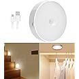 Decorcrafts White LED USB Rechargeable Lamp Motion Sensor Light Sensing Battery Powered Nightlight Wall Light for Entrance Hallway Basement Bathroom Cabinet Closet Pack of One(Plastic)