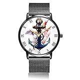 Dazhi Elegant Analog Quarz Handgelenk Uhren Armband Anker, strapazierfähig, Schwarz, Edelstahl-Armbanduhr für Frauen und Männer, Black 06