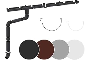 Juego completo de canalón RAINWAY L (1 lado del tejado) - plástico PVC-U en 4 colores, recomendado para superficies de tejado > 100m² (juego para un mínimo de 4 metros, antracita)