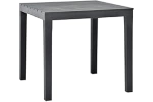 Tomaino - Mesa de jardín de plástico efecto madera, mesa cuadrada moderna y resistente, 78 x 78 x 72 cm