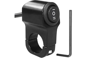 Greluma Interruttore faro moto, 22mm (7/8") Interruttore luce manubrio 12V Interruttore pulsante on-off-on manubrio moto, interruttore luce freno fendinebbia in lega di alluminio